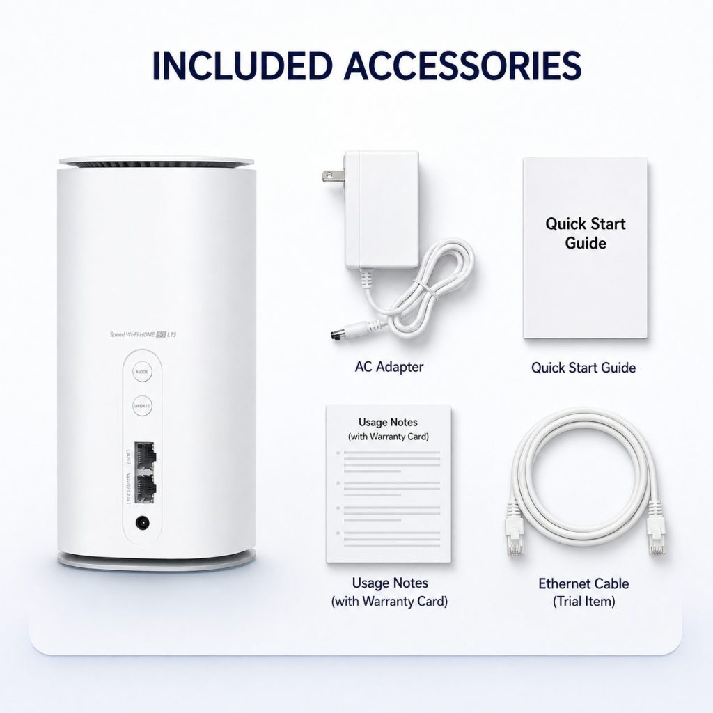 SPEED WI-FI HOME 5G L13 included accessories